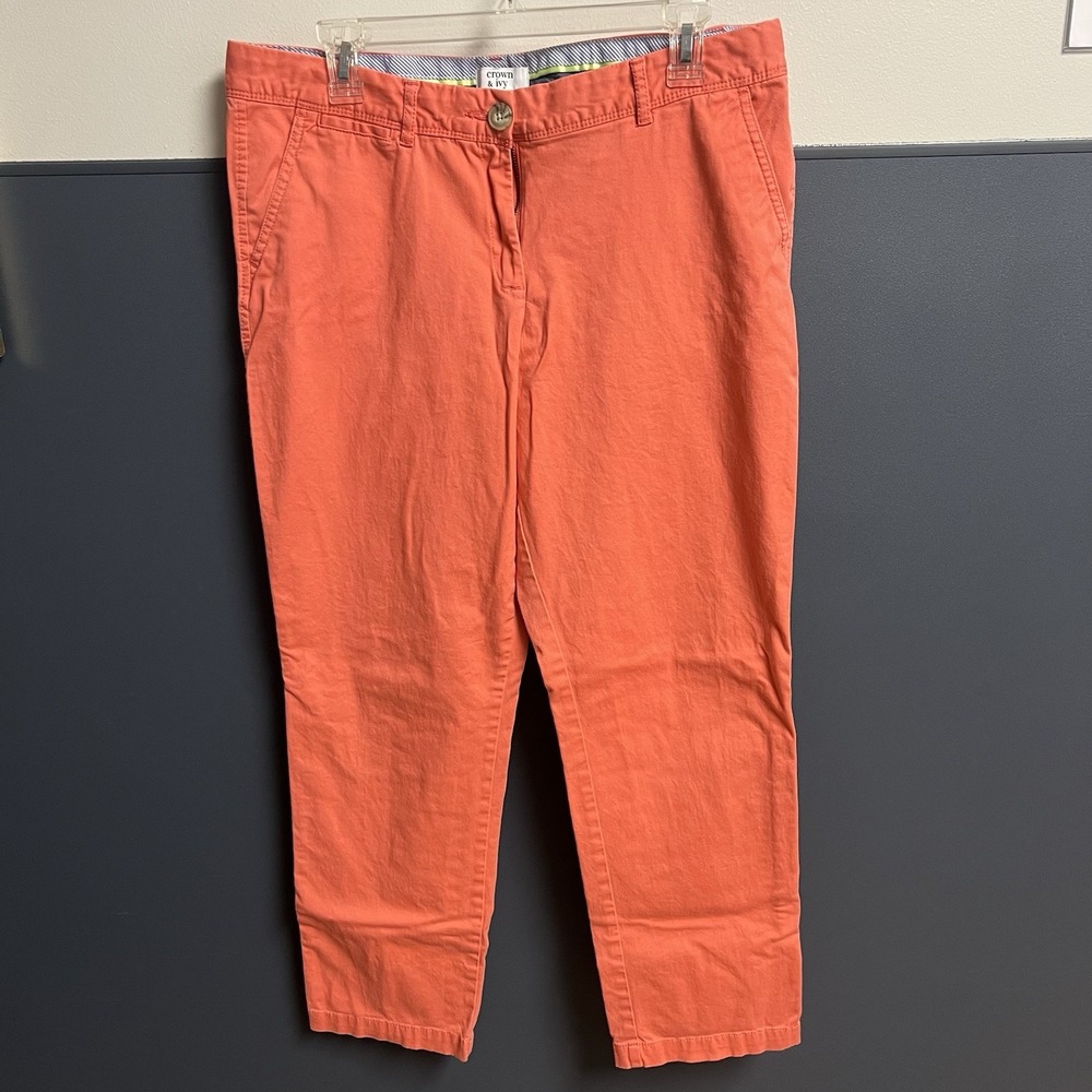 Women's pants CROWN & IVY stretch chino Coral Pants Tapered Ankle Size 8